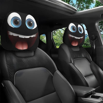 😆 Funny Cartoon Car Headrest Covers – 2D Universal Fit 🚗 (Premium Quality)