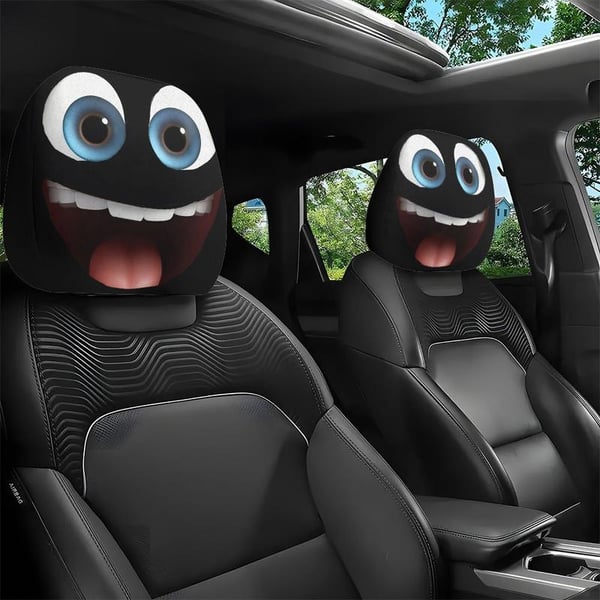 😆 Funny Cartoon Car Headrest Covers – 2D Universal Fit 🚗 (Premium Quality)