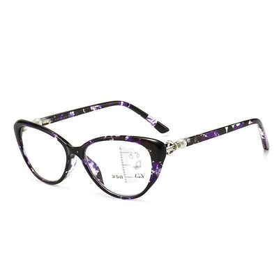 CAT EYE WITH PEARL HINGE PROGRESSIVE MULTIFOCAL READING GLASSES (Premium Quality)
