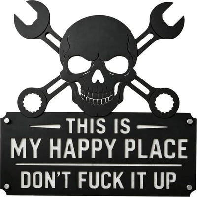 💀🛠️"This Is My Happy Place" Metal Wall Art Sign🔥 (Premium Quality)