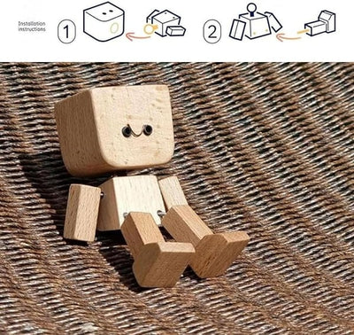 Charming Little Wooden Figure That Sways with 12PCS Magnetic Expressions (Premium Quality)