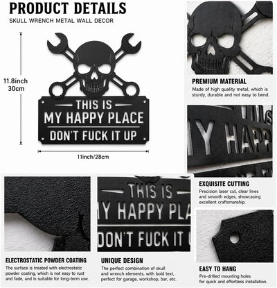 💀🛠️"This Is My Happy Place" Metal Wall Art Sign🔥 (Premium Quality)