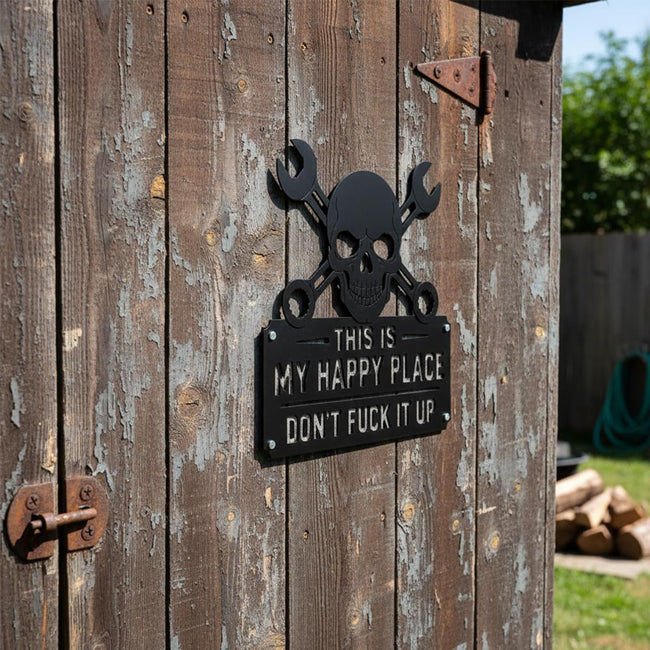 💀🛠️"This Is My Happy Place" Metal Wall Art Sign🔥 (Premium Quality)