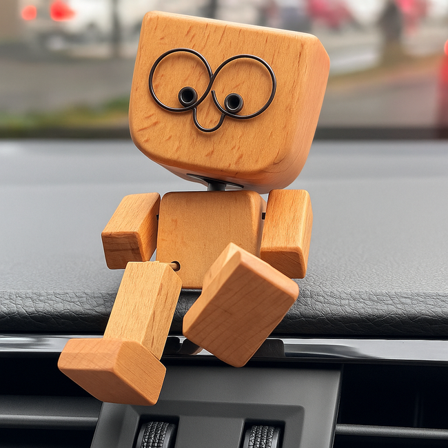 Charming Little Wooden Figure That Sways with 12PCS Magnetic Expressions (Premium Quality)