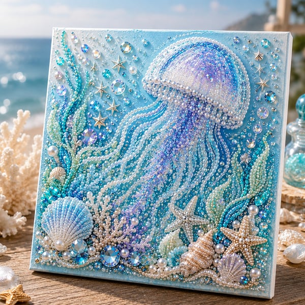 ✨ Ocean Theme Pearl Art DIY Kit – Relaxing DIY Craft to Create Stunning Coastal Artwork (Premium Quality)