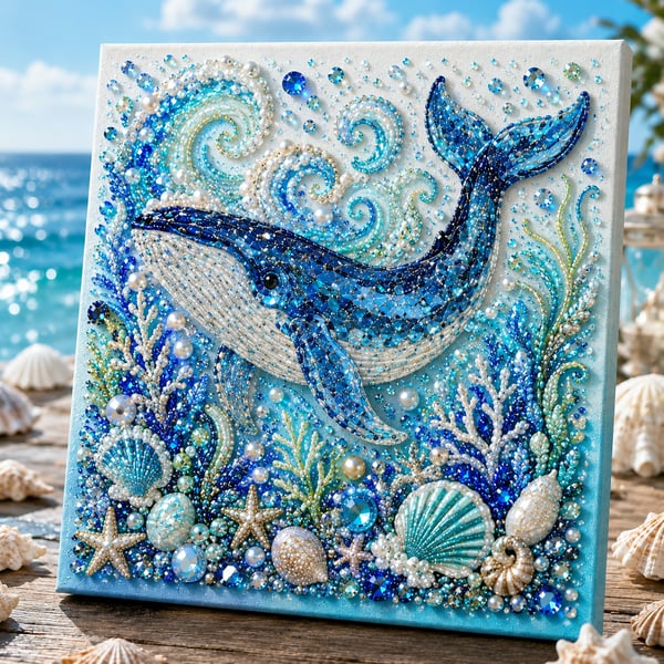 ✨ Ocean Theme Pearl Art DIY Kit – Relaxing DIY Craft to Create Stunning Coastal Artwork (Premium Quality)