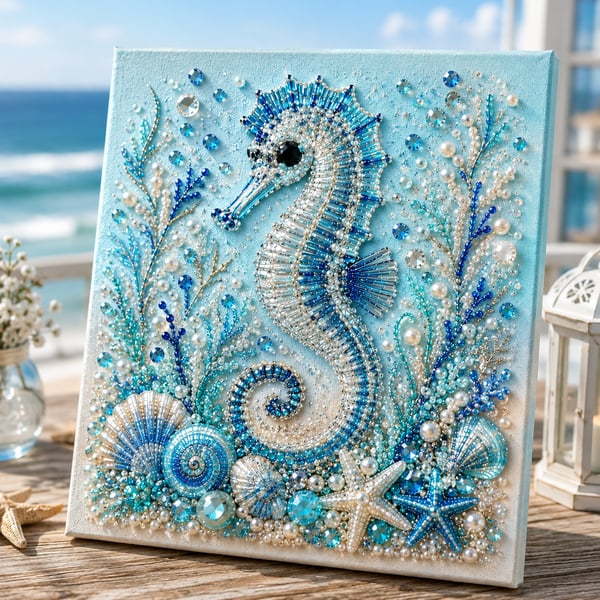 ✨ Ocean Theme Pearl Art DIY Kit – Relaxing DIY Craft to Create Stunning Coastal Artwork (Premium Quality)