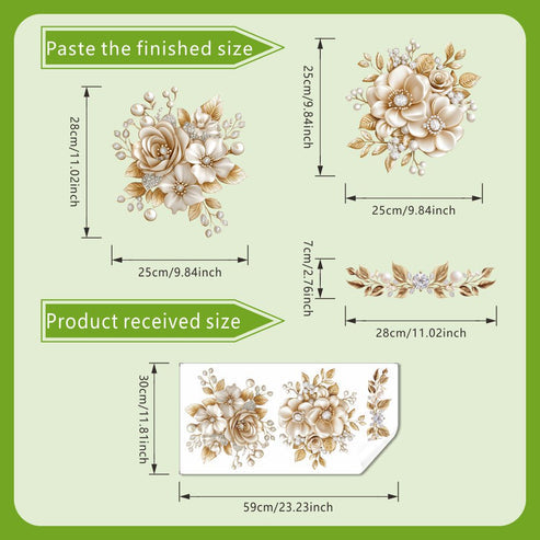 🌸 Luxury Gold Floral Toilet Sticker (Premium Quality)