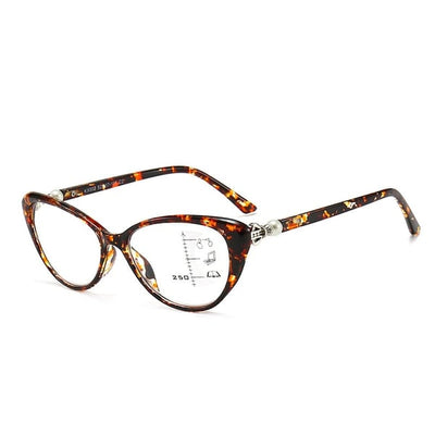 CAT EYE WITH PEARL HINGE PROGRESSIVE MULTIFOCAL READING GLASSES (Premium Quality)