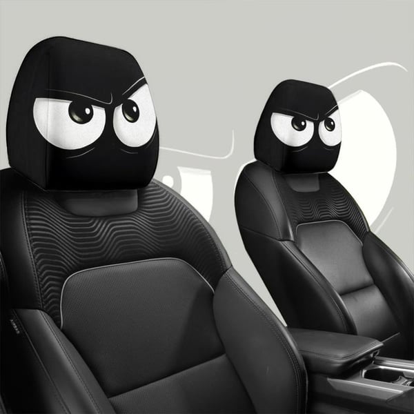 😆 Funny Cartoon Car Headrest Covers – 2D Universal Fit 🚗 (Premium Quality)