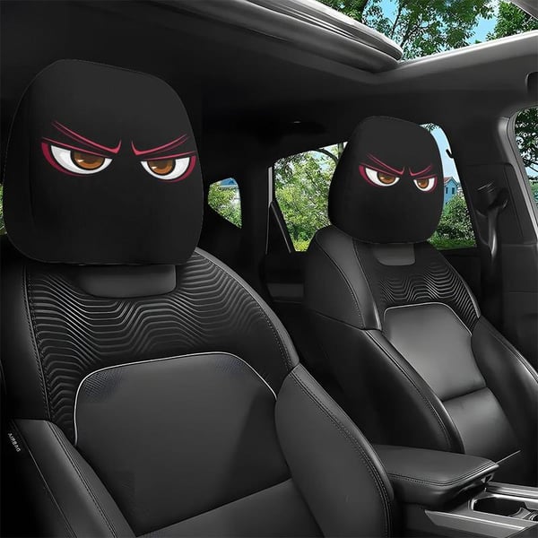 😆 Funny Cartoon Car Headrest Covers – 2D Universal Fit 🚗 (Premium Quality)